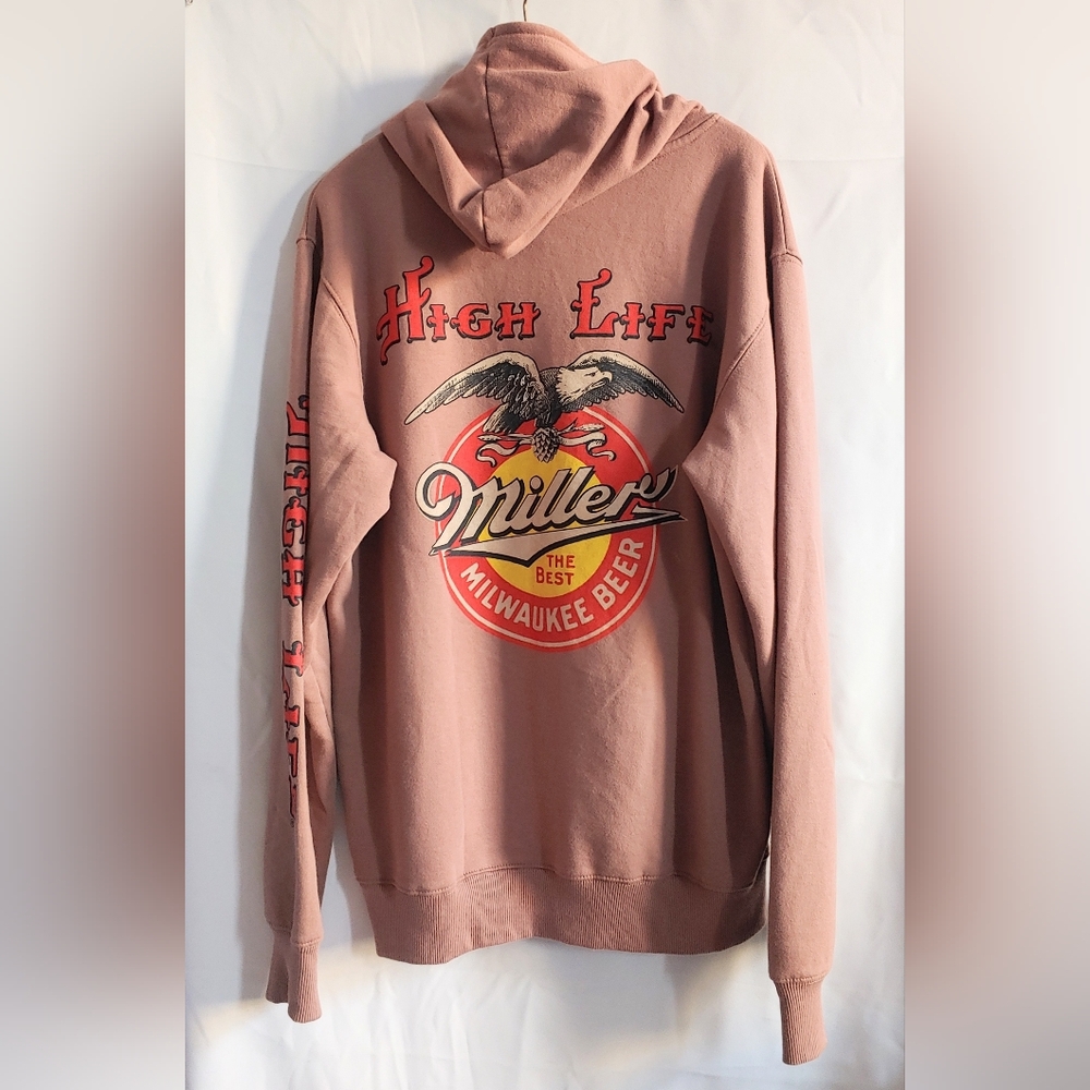 Miller High Life Beer Brown Hooded Sweatshirt, M